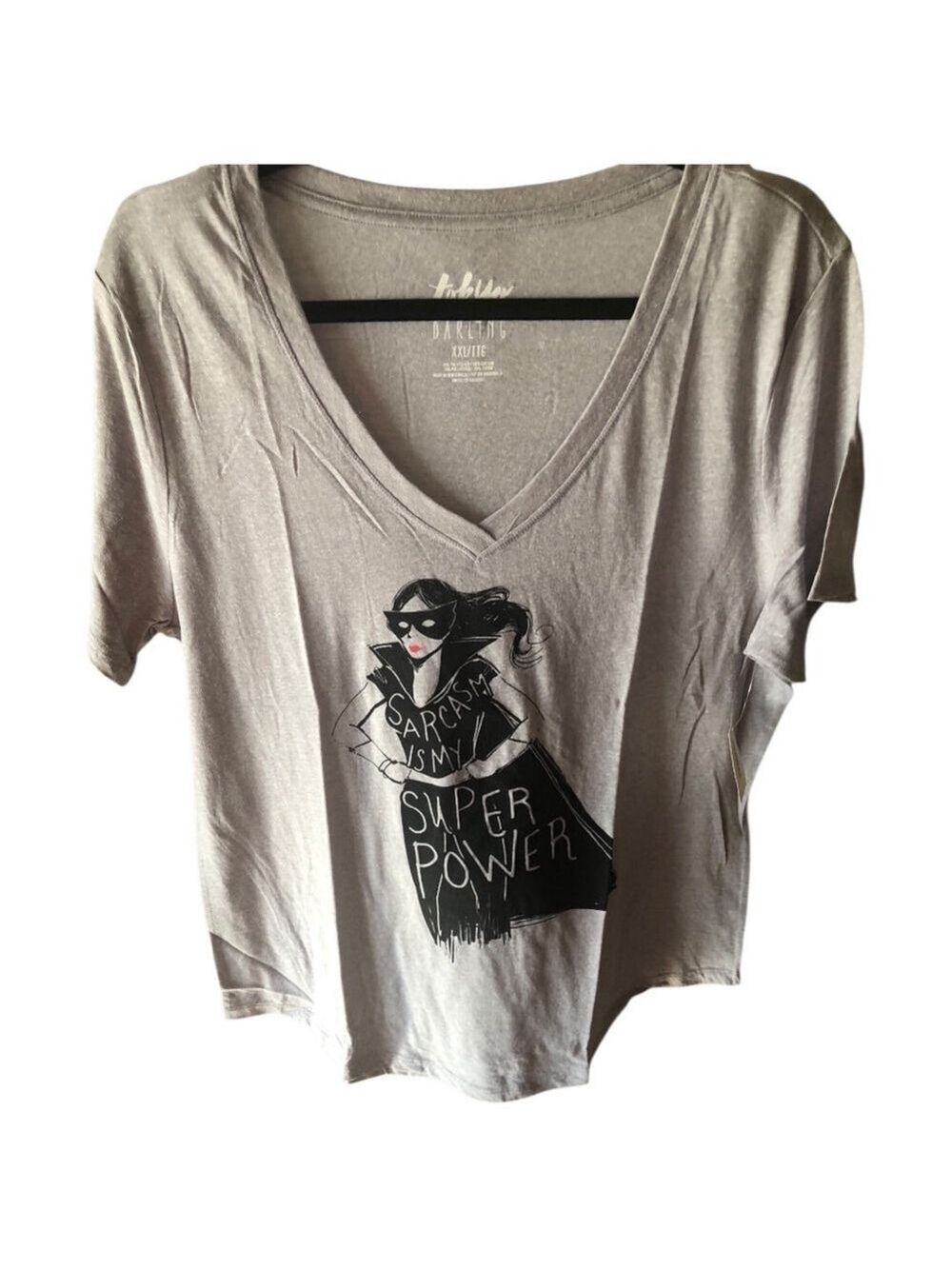 Tobias Darling “Sarcasm is My Super Power” T-Shirt XXL Gray Graphic Tee